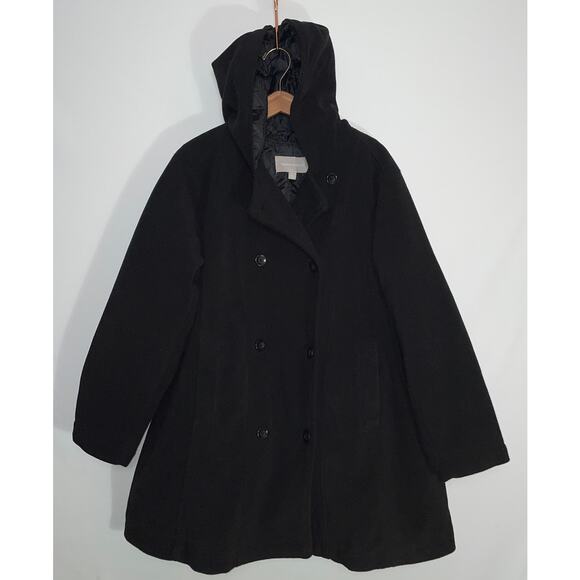 Woman Within Double Breasted Fleece Pea Coat w/Hood - Women's Size 20W - SO Cozy - Picture 1 of 11